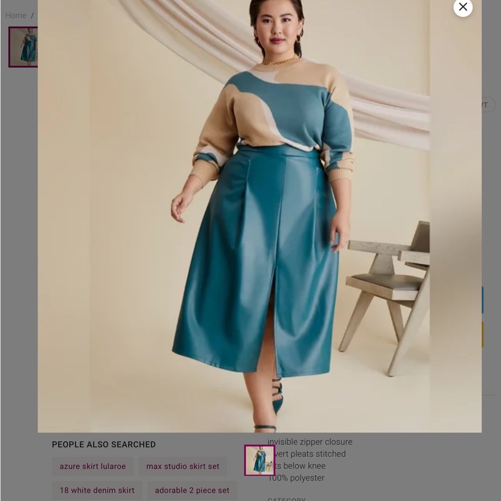 Teal Midi Skirt with Beige Sweater